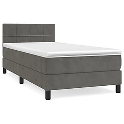 Maison Chic Lit Adulte - Lit simple Lit à sommier tapissier et matelas moelleux - Meuble de Chambre - Gris foncé 90x200 cm Velours -MN11928