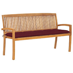 vidaXL Banc de jardin empilable et coussin 159 cm Bois de teck massif