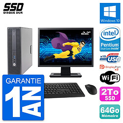 PC HP 600 G2 SFF Ecran 22" Intel Pentium G4400 RAM 64Go SSD 2To Windows 10 Wifi · Occasion 