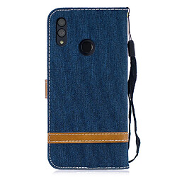 Avis Etui en PU tissu jean bicolore avec support bleu foncé pour votre Huawei P Smart (2019)/Honor 10 Lite