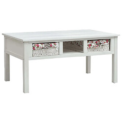 vidaXL Table basse Blanc 99,5x60x48 cm Bois 