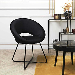 The Home Deco Factory Fauteuil rond en velours cotelé Giulia noir.