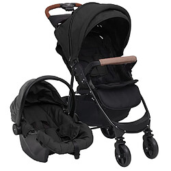 vidaXL Poussette pour bébé 3-en-1 Anthracite Acier