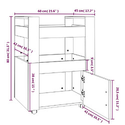 vidaXL Chariot de cuisine Chêne fumé 60x45x80 cm Bois d'ingénierie pas cher