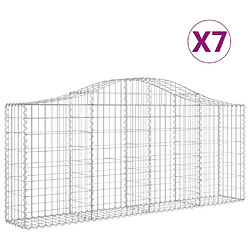 vidaXL Paniers à gabions arqués 7 pcs 200x30x80/100 cm Fer galvanisé