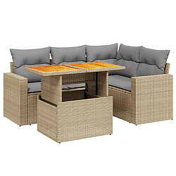 vidaXL Salon de jardin avec coussins 5 pcs beige résine tressée