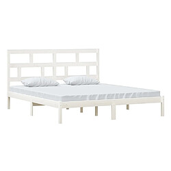 Avis Maison Chic Lit Super King - Cadre de lit,Structure du lit Contemporain pour chambre Blanc Bois massif 180x200 cm -MN63360