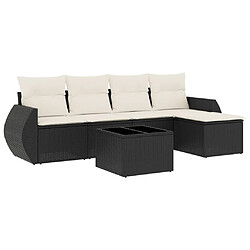 vidaXL Salon de jardin 6 pcs avec coussins noir résine tressée