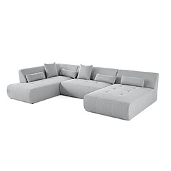 Lisa Design Onyx - canapé panoramique modulable d'angle gauche - 7 places - en tissu mailles 3D Onyx - canapé panoramique modulable d'angle gauche - 7 places - en tissu mailles 3D - Gris clair