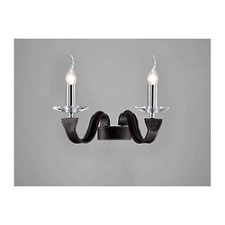 Luminaire Center Applique murale Nardini 2 Ampoules chrome poli/marron foncé Faux cuir/cristal