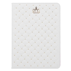 Wewoo Smart Cover blanc pour iPad Air 2 / 6 Couronne Plaid Texture horizontale Flip Smart étui en cuir avec support