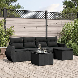 vidaXL Salon de jardin 6 pcs avec coussins noir résine tressée 