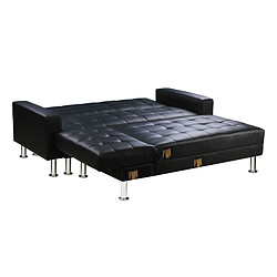 Avis Habitat Et Jardin Canapé d'angle convertible et réversible Theo - 258 x 82/147 x 82 cm - 4 places - Noir