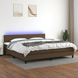 vidaXL Sommier à lattes de lit matelas et LED Marron foncé 200x200 cm 