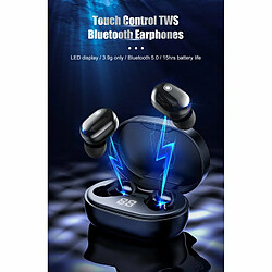 Acheter F2 Touch-Control Tws True Wireless 5.0 Casque Compatible Bluetooth Dual In-Ear Type Digital Display Sports Casque Étanche Noir