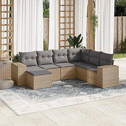 Maison Chic Salon de jardin avec coussins 7 pcs, Ensemble Tables et chaises de jardin, beige résine tressée -GKD441135