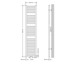 Avis LuxeBath Radiateur sèche-serviette droite en acier chrome connexion central 30 x 180 cm