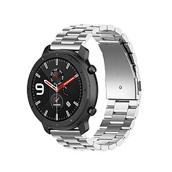 Wewoo Bracelet pour montre connectée Applicable à la génération Ticwatch / Moto360 Deuxième 460 / Samsung GearS3 / Huawei GT Universal 22 mm en acier inoxydable papillon boucle trois perles argent 