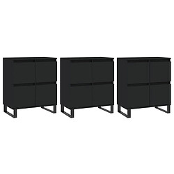 vidaXL Buffets 3 pcs noir bois d'ingénierie