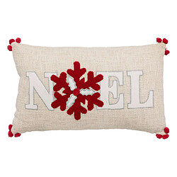 Atmosphera, Createur D'Interieur Coussin de Noël flocon - 50 x 30 cm - Beige et rouge Atmosphera - Coussin de Noël flocon - 50 x 30 cm - Beige et rouge - Classique