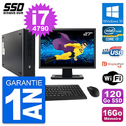 PC HP 600 G1 SFF Ecran 27" Intel Core i7-4790 RAM 16Go SSD 120Go Windows 10 Wifi · Occasion 