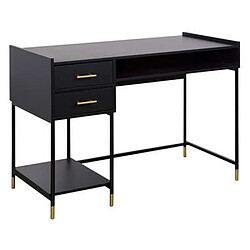 Pegane Bureau avec 2 tiroirs en bois / fer coloris noir - Longueur 110 x Profondeur 55 x Hauteur 78 cm