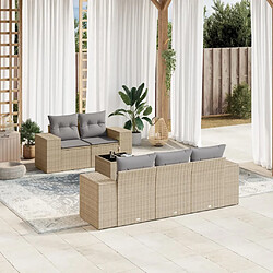 vidaXL Salon de jardin avec coussins 6 pcs beige résine tressée 