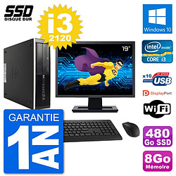 PC HP 8300 Elite SFF Ecran 19" Intel i3-2120 RAM 8Go SSD 480Go Windows 10 Wifi · Occasion 