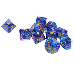 Acheter 10pcs 10 sided dés d10 dés poliédrique pour les jeux de table des donjons et des dragons bleu violet