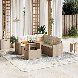 vidaXL Salon de jardin avec coussins 6 pcs beige résine tressée