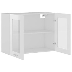 vidaXL Armoire en verre suspendue Blanc brillant Bois d'ingénierie pas cher