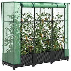 vidaXL Jardinière surélevée avec housse aspect rotin 120x40x123 cm