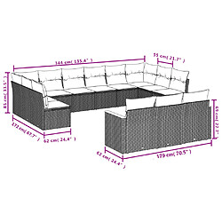 Acheter vidaXL Salon de jardin avec coussins 13 pcs gris résine tressée