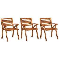 Maison Chic Lot de 3 Chaises à dîner de jardin avec coussins | chaises Relax d'extérieur Acacia massif -GKD31444