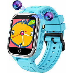 Vendos85 Montre Intelligente pour Enfants 24 Jeux Podomètre Calorique avec 2 Caméras bleu