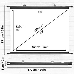 Duronic BPS80 /43 Ecran de Projection avec Barres et Crochets pour vidéoprojecteur - Toile de 80 Pouces ou 203 cm (163 x 122 cm) pas cher