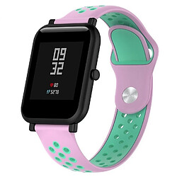 Wewoo Bracelet pour montre connectée Dragonne sport en silicone bicolore Huawei série 1 18 mm vert menthe + rose pâle 