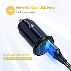 Chrono Accessoire Voiture Chargeur Voiture Mini chargeur allume-cigare USB 2 ports avec 5 V/4,8 A/24 W compatible avec les téléphones et les tablettes (noir)