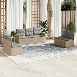 vidaXL Salon de jardin avec coussins 7 pcs beige résine tressée