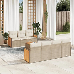 Maison Chic Salon de jardin avec coussins 8 pcs | Ensemble de Table et chaises | Mobilier d'Extérieur beige résine tressée -GKD62570