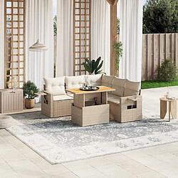 vidaXL Salon de jardin avec coussins 6 pcs beige résine tressée 