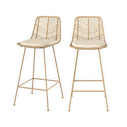 Rendez Vous Deco Chaise pour îlot central 66 cm Tamara en rotin naturel (lot de 2) 