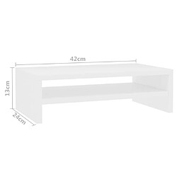 vidaXL Support de moniteur Blanc 42 x 24 x 13 cm Bois d'ingénierie pas cher