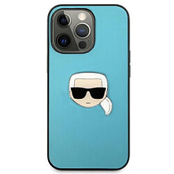 Avis Karl Lagerfeld Cuir PU Karl's Head Metal - Coque pour iPhone 13 Pro Max (Bleu)