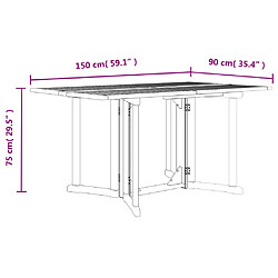 vidaXL Table de jardin papillon pliante 150x90x75 cm bois massif teck pas cher