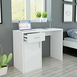 Maison Chic Bureau solide,Table de travail,Bureau d'ordinateur avec tiroir et placard 100x40x73 cm Blanc -GKD80971