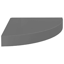 vidaXL Étagère d'angle flottante Gris brillant 25x25x3,8 cm MDF