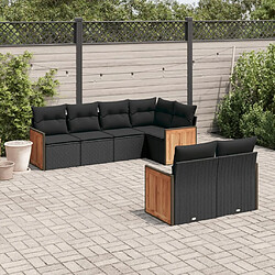 Maison Chic Ensemble Tables et chaises d'extérieur 7pcs avec coussins,Salon de jardin noir résine tressée -GKD401708