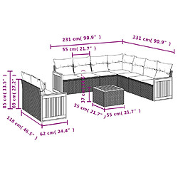 Avis vidaXL Salon de jardin 10 pcs avec coussins noir résine tressée