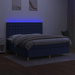 Avis vidaXL Sommier à lattes de lit et matelas et LED Bleu 180x200 cm Tissu